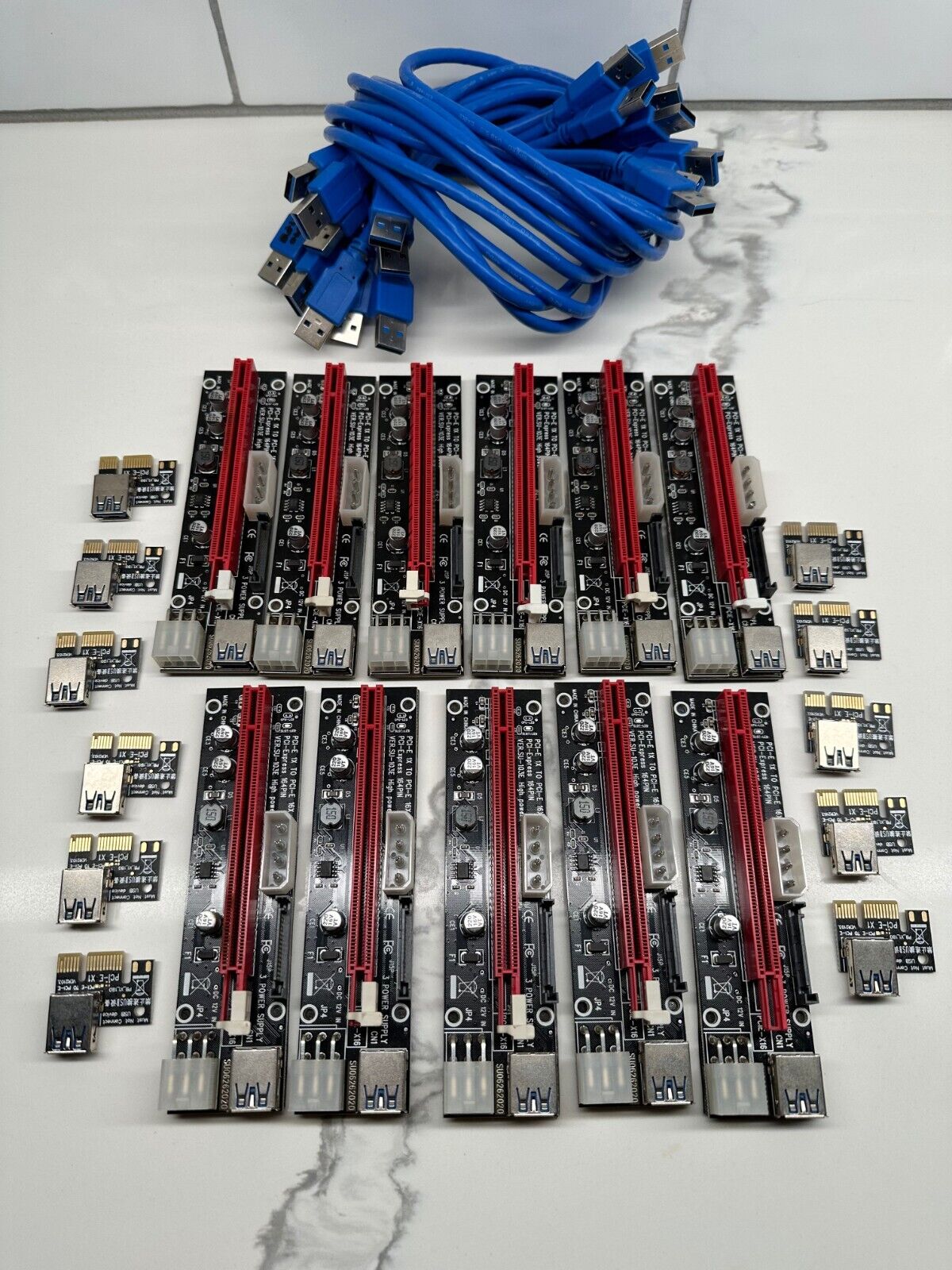 Ubit 11 Pack Latest PCI-E GPU Riser Express Cable 16X to 1X (6pin / MOLEX/SATA) 