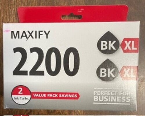 Genuine Canon Maxify 2200XL Printer ink cartridge - Black 2 Pack, new, unopened
