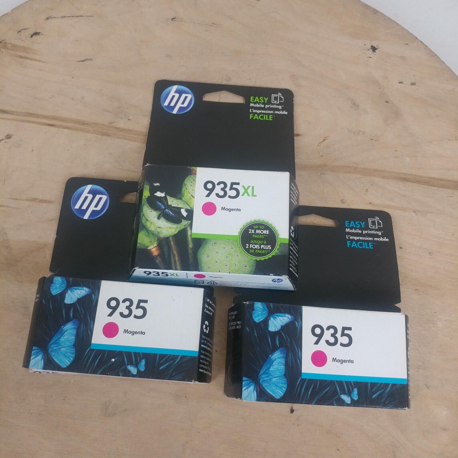 Lot of 3 Genuine HP 935 & 935XL Magenta Ink Cartridges NOS Expired