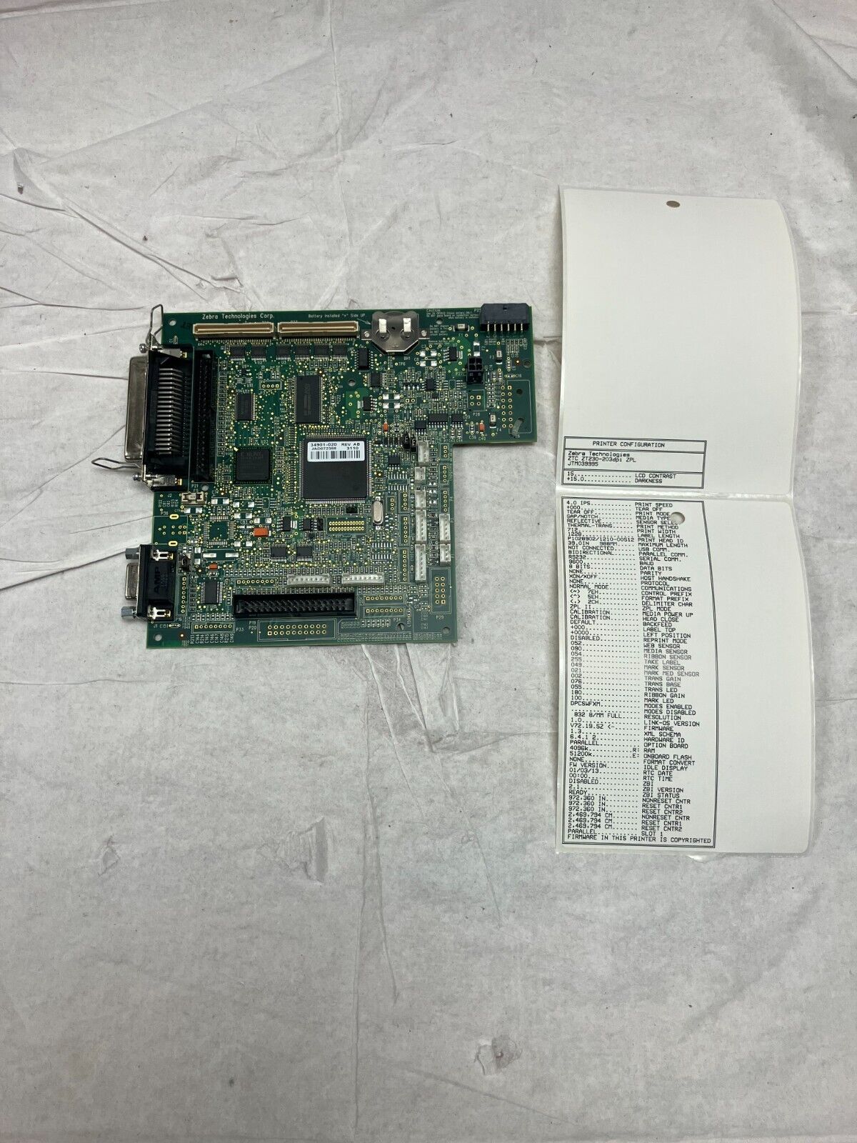 Zebra 105SL Main Logic Board Motherboard 34901-020 Rev.AB Label Printer OEM