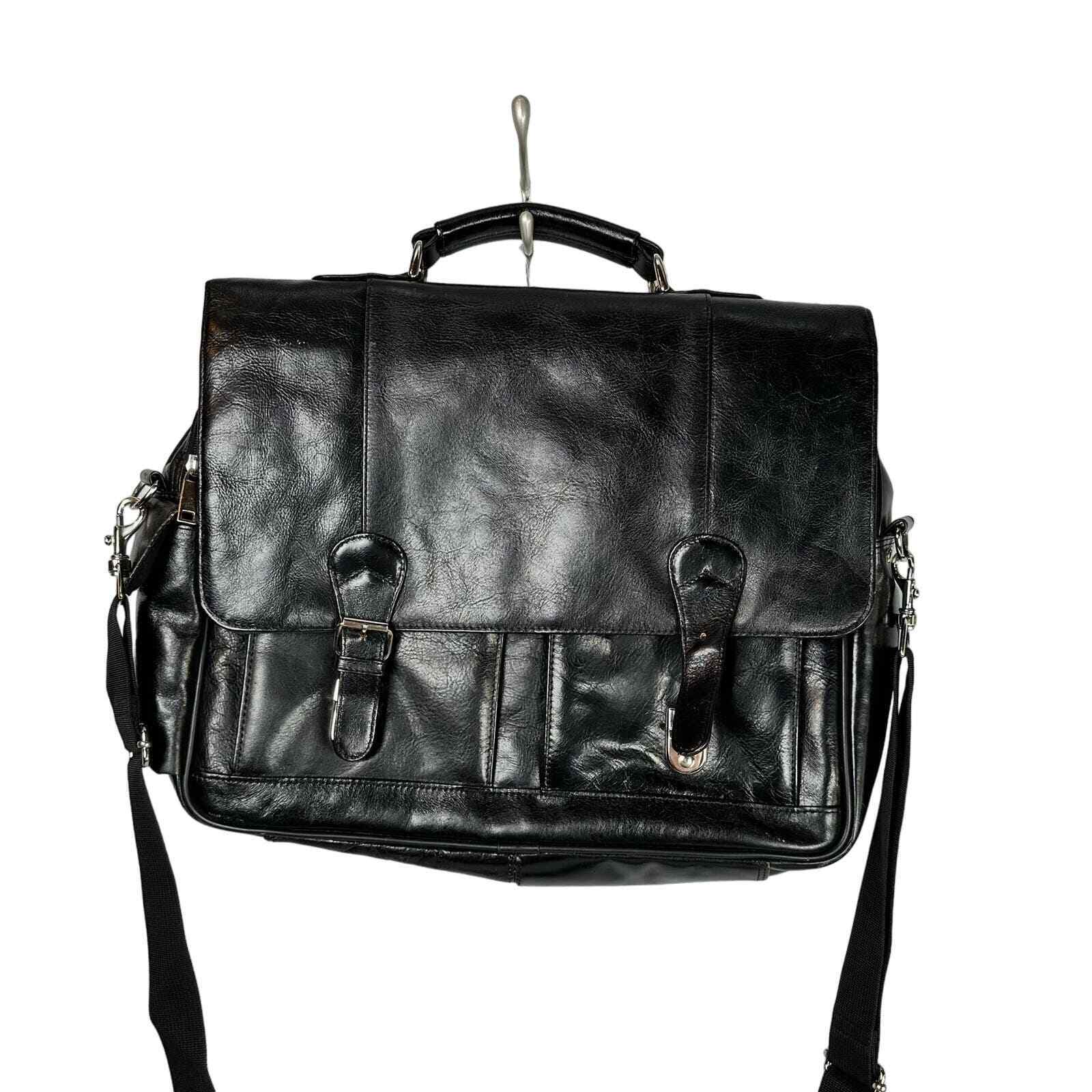 Wilsons Leather Black Genuine Leather Laptop Bag Briefcase Messenger Bag 