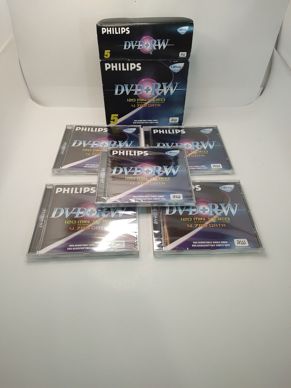 NEW Philips Magnavox 4.7GB 5X DVD-RW (5-Pack)