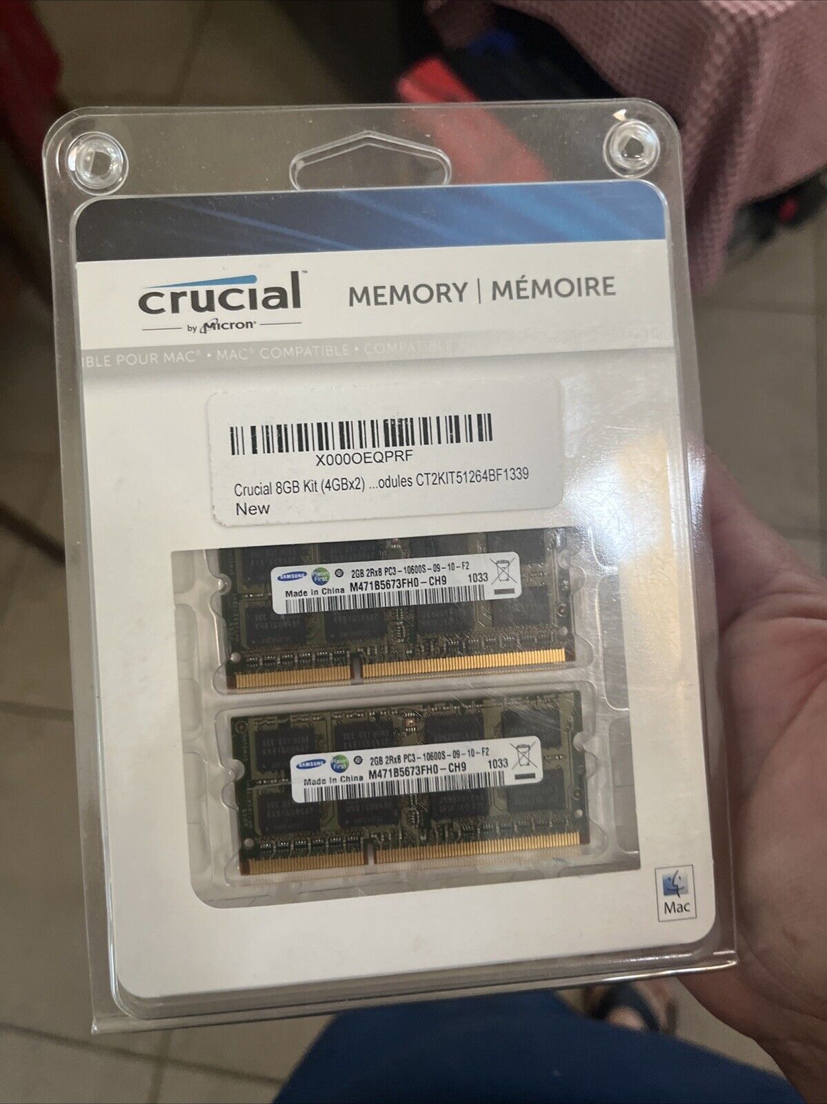 NIB Crucial by Micron Apple Mac Compatible Memory 8 GB (4GB x 2) Kit 