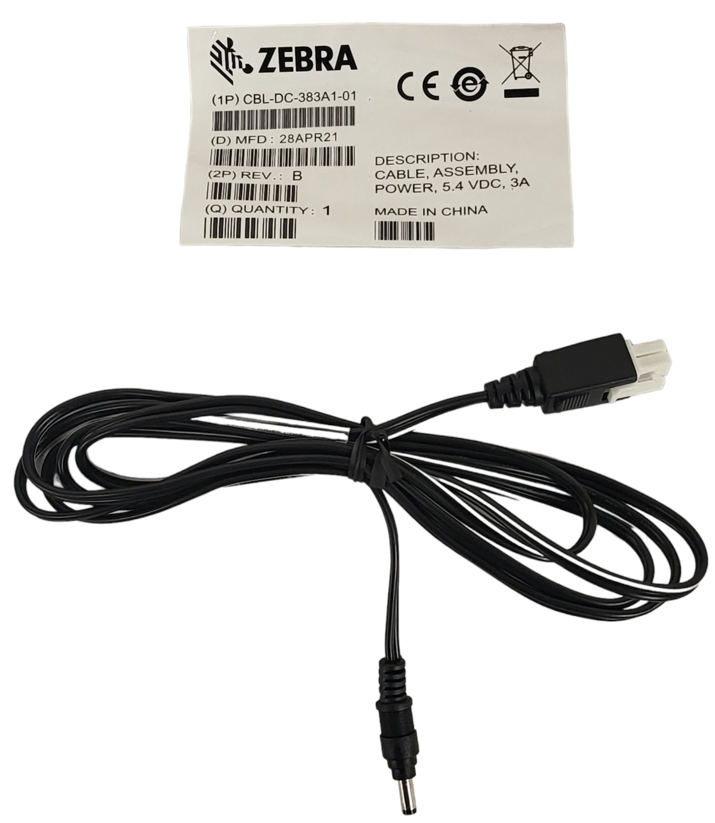 NEW Zebra CBL-DC-383A1-01 Power Cable Assembly for 4 Slot Cradle Black