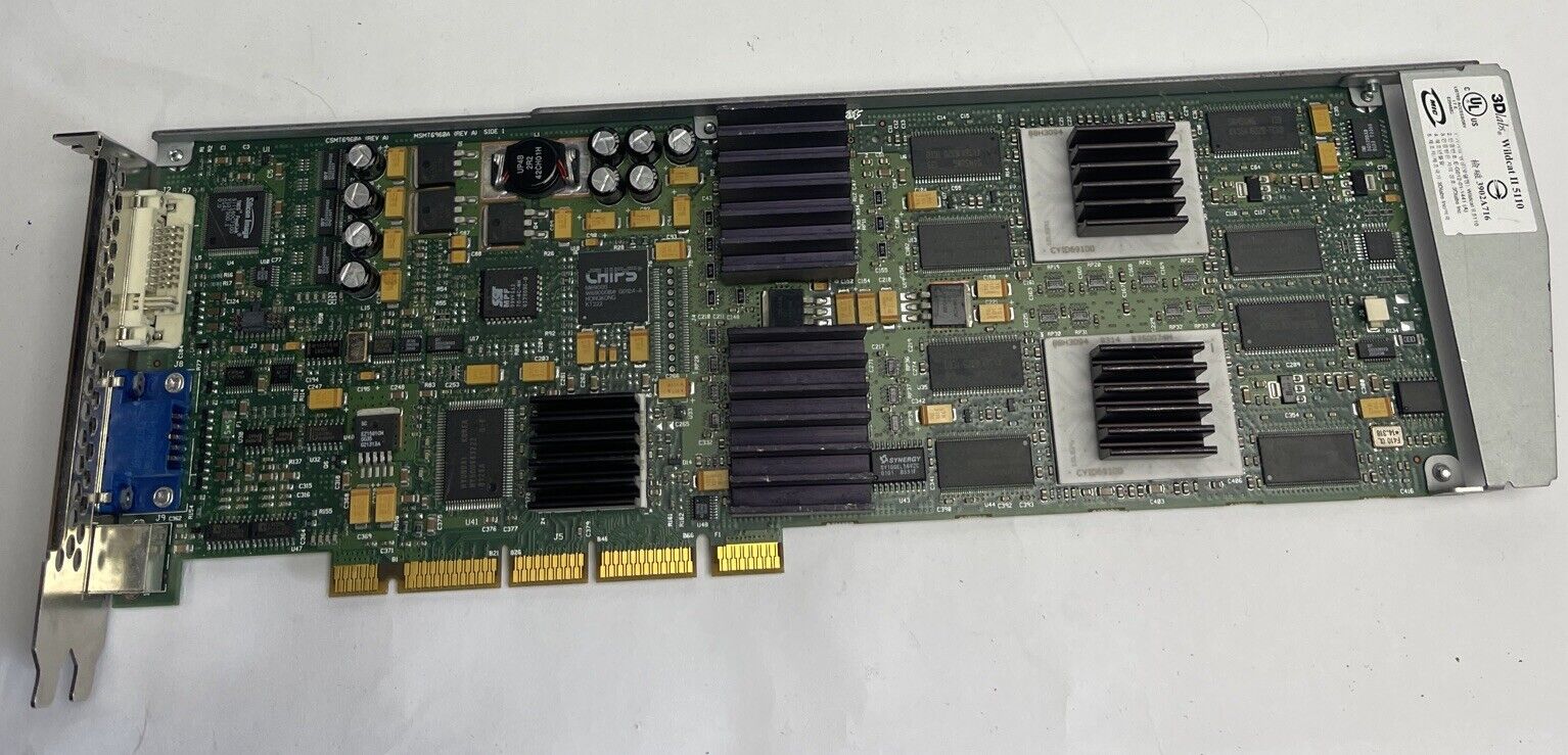 3DLabs Inc Wildcat II 5110 128MB Vintage AGP Pro GPU Video Card untested