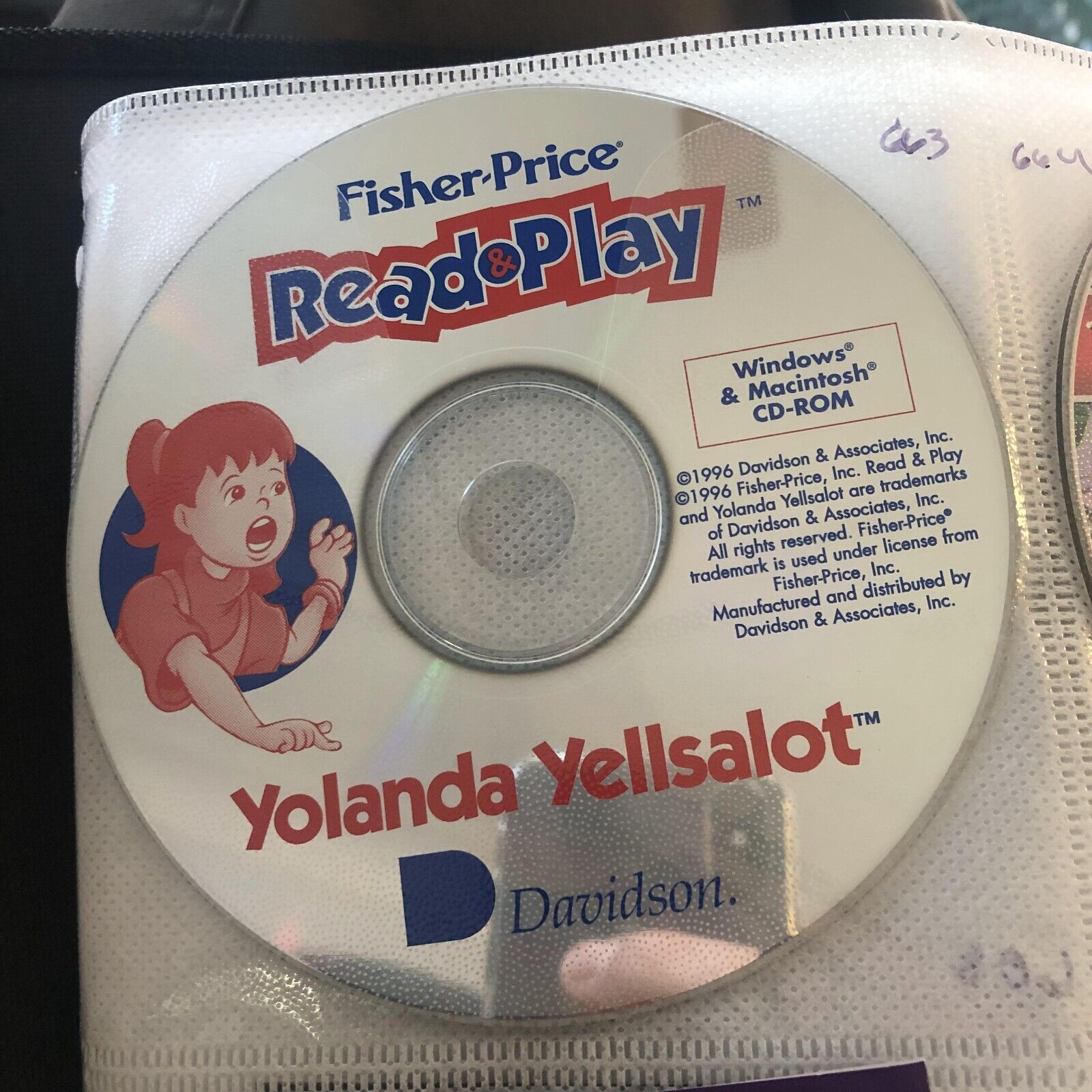 Fisher Price Read and Play Yolanda Yellsalot Windows Mac PC CD Rom Ages 4-7 Disc