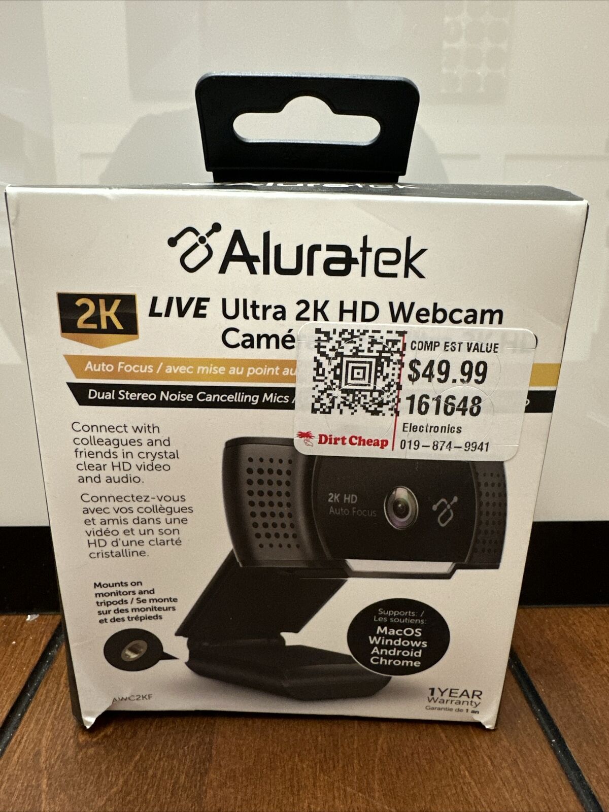 NEW Aluratek Ultra 2K HD Webcam Autofocus Camera Stereo Noise Cancelling AWC2KF