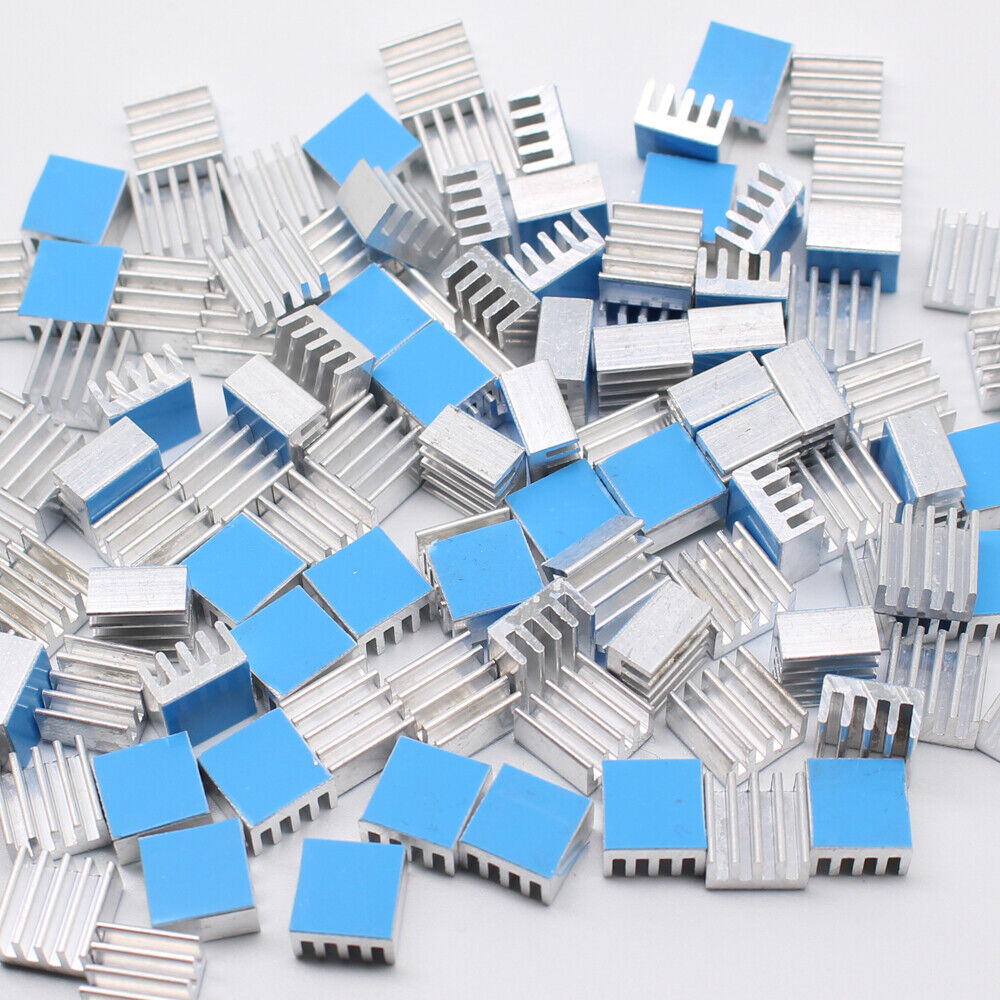 Aluminum Heatsink 8.8*8.8*5mm Silver / Black Anodized With Thermal Tape Applied.