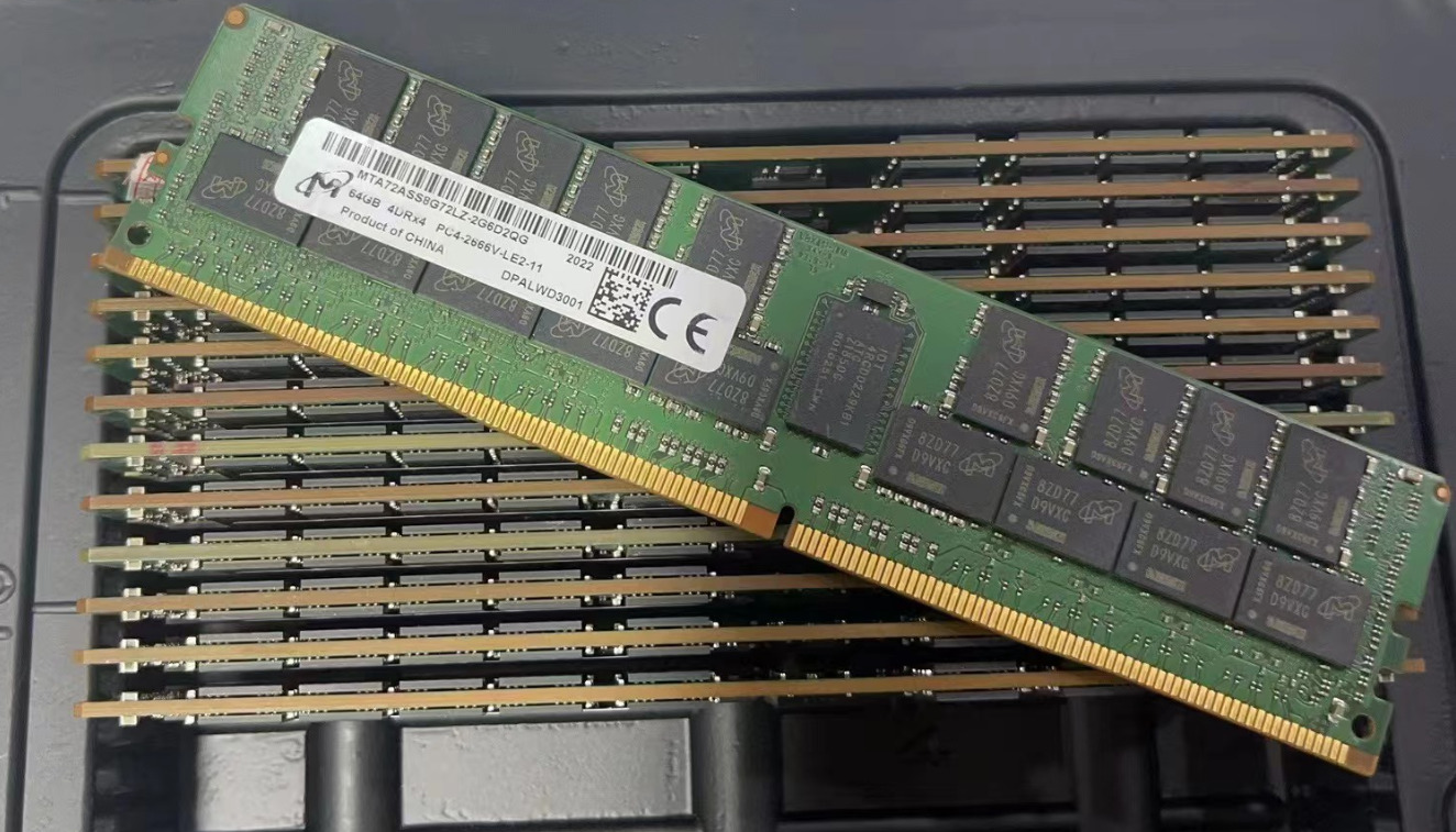 Micron MT 64GB DDR4 2666MHz Server RAM 4DRx4 PC4-2666V-LE A72ASS8G72LZ-2G6D2 REG