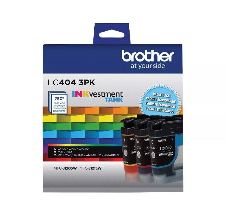 Brother Ink LC404 3 Pack Cartridges Inkvestment Cyan Magenta Yellow 1/2026 NEW
