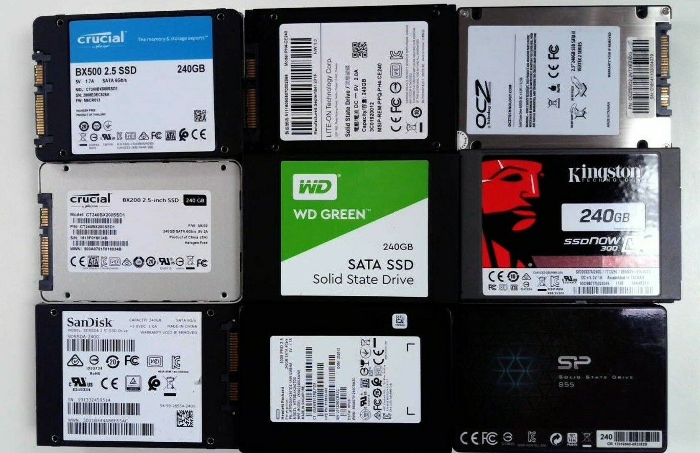 [ BULK LOT of 10 ] 240GB Internal SSDs SAMSUNG INTEL HYNIX SANDISK KINGSTON WD