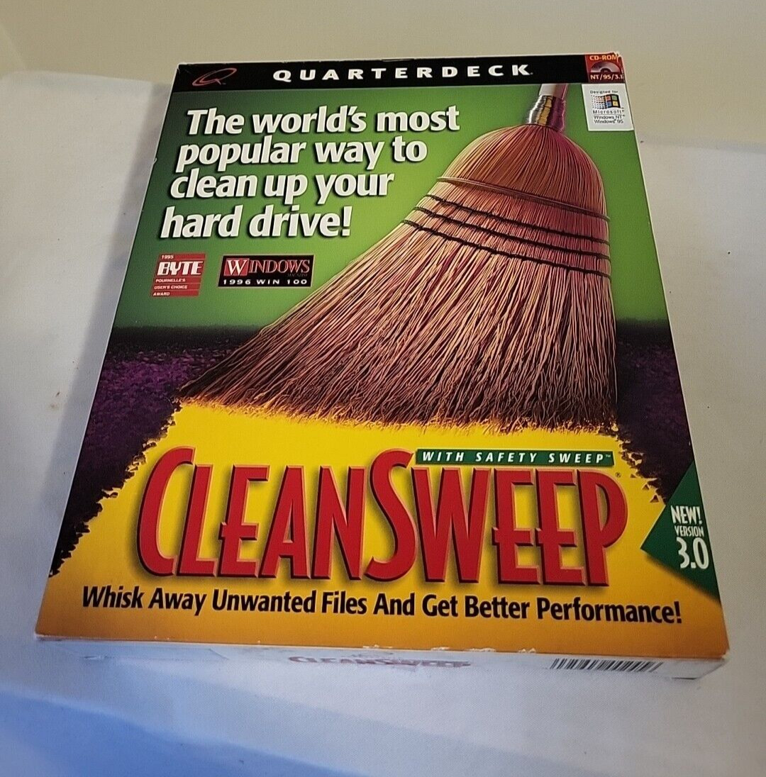 Quarterdeck Cleansweep 3.0 for Windows 3.1/95/NT, Open Box Vintage 1996