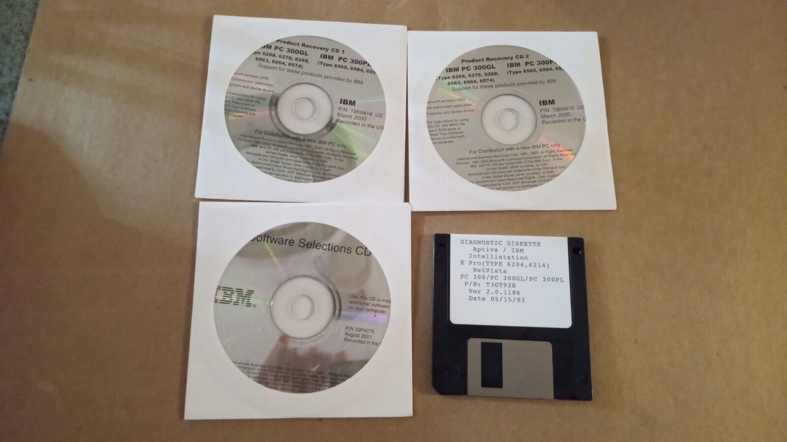 IBM PC 300GL 300PL - 3 Disk Product Recovery CD Set. With Diagnostic Diskette.
