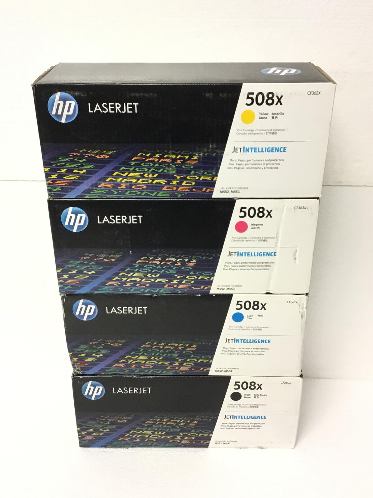 Set Of 4 New Toners HP 508X Toner Laserjet Enterprise M552 M553 Cyan, Magenta +