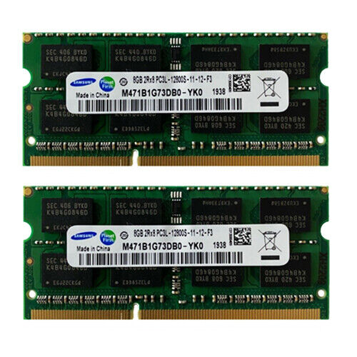Samsung 16GB Kit 2x 8GB DDR3L 1600MHz 204Pin 1.35V SODIMM Memory Laptop RAM PC3L