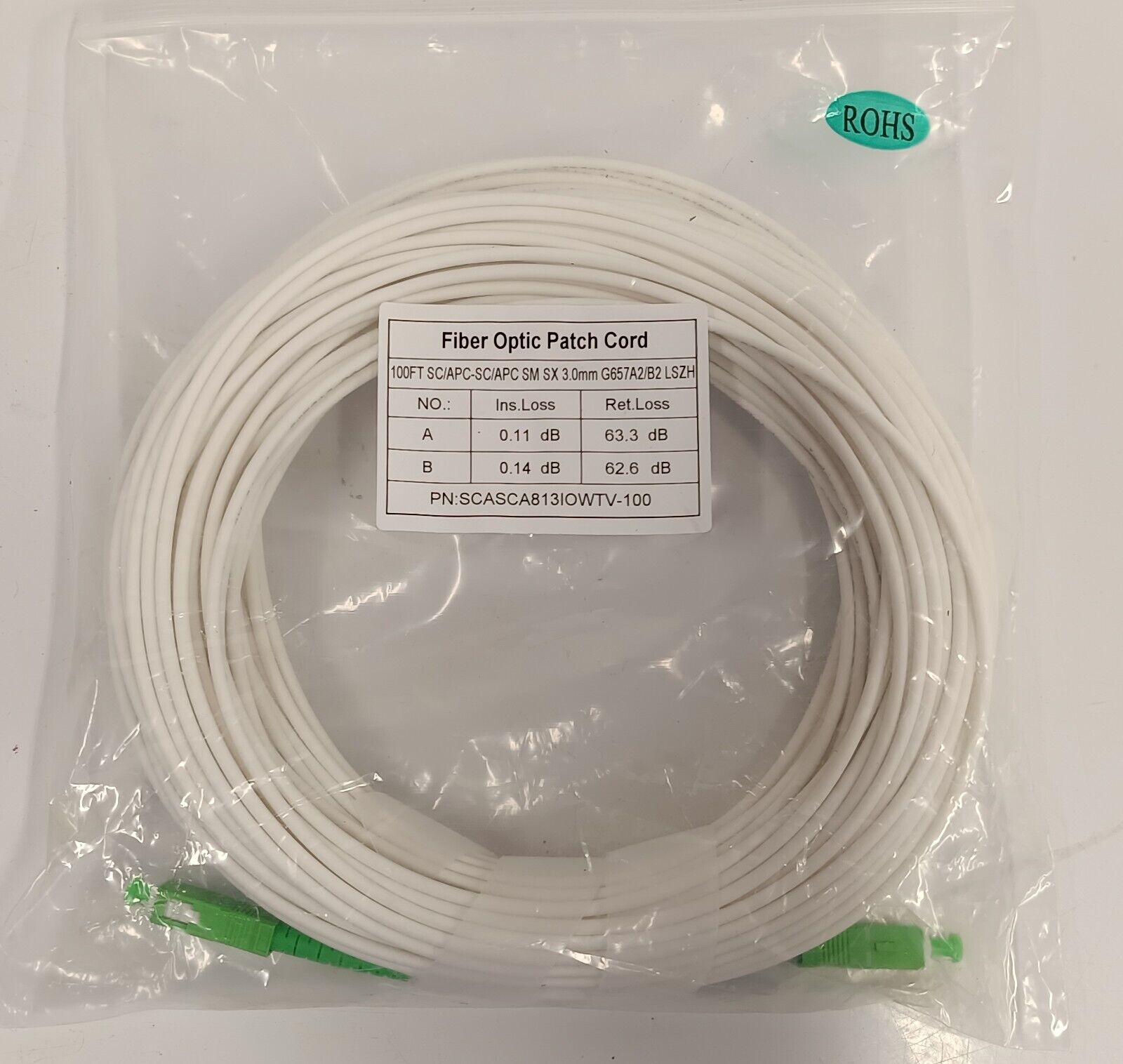 ROHS SCASCA8131OWTV Jumper Fiber Cable Assembly 100 ft Ruggedized Drop Cable