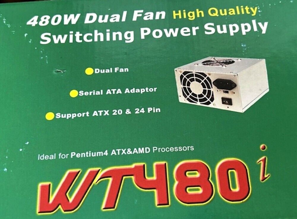 480W Dual Fan High Quality Switching Power Supply  Support ATX 20 & 24 Pin