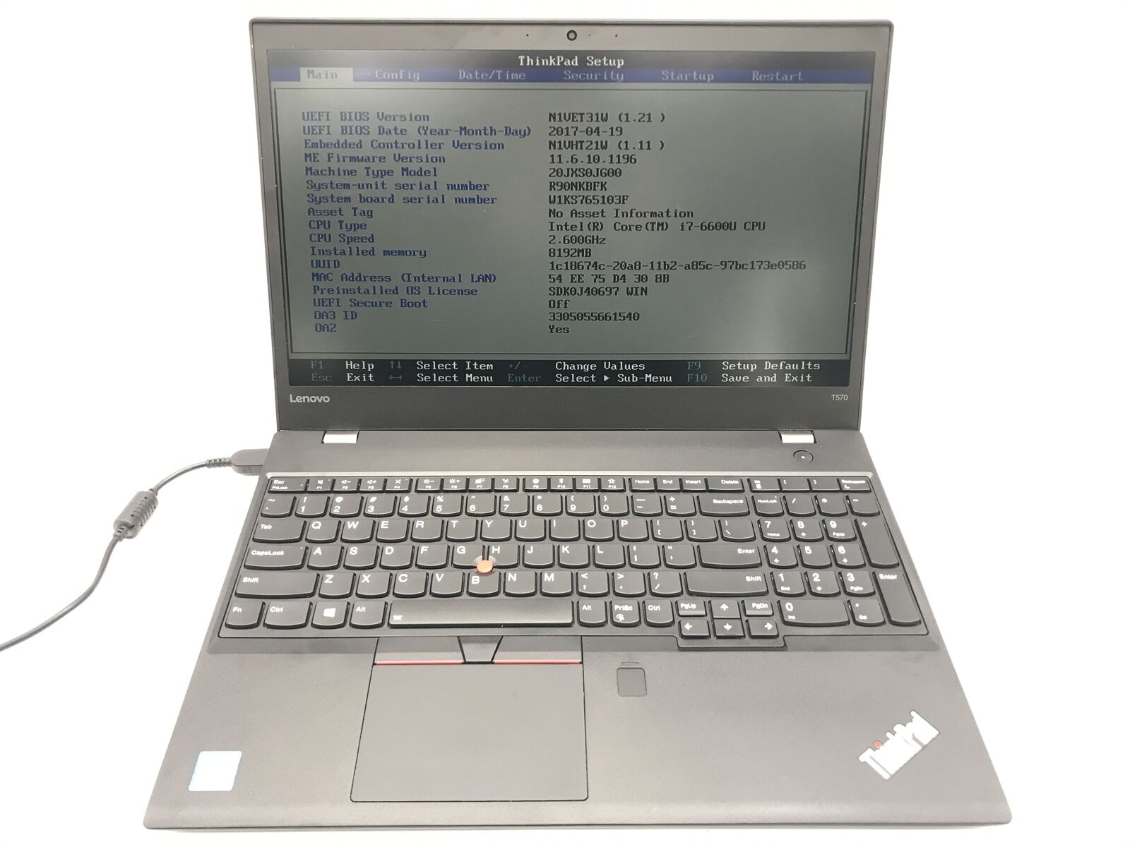 Lenovo ThinkPad T570 Laptop - Intel i7-6600U 2.60GHz 8GB 256GB SSD Good Unit