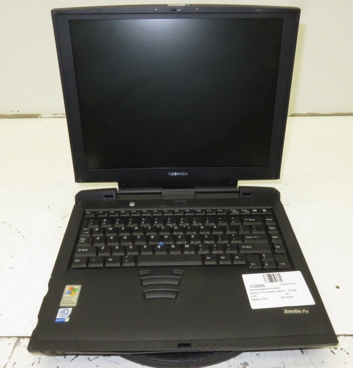 Toshiba Satellite Pro 6000 PS600u Laptop Intel Pentium 3 PIII 512MB No HDD/Batt