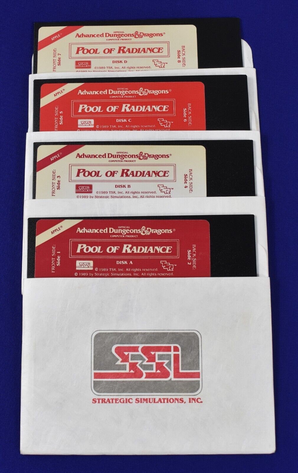 Advanced Dungeons & Dragons Pool Of Radiance Apple Floppy Disks A/B/C/D    #5055