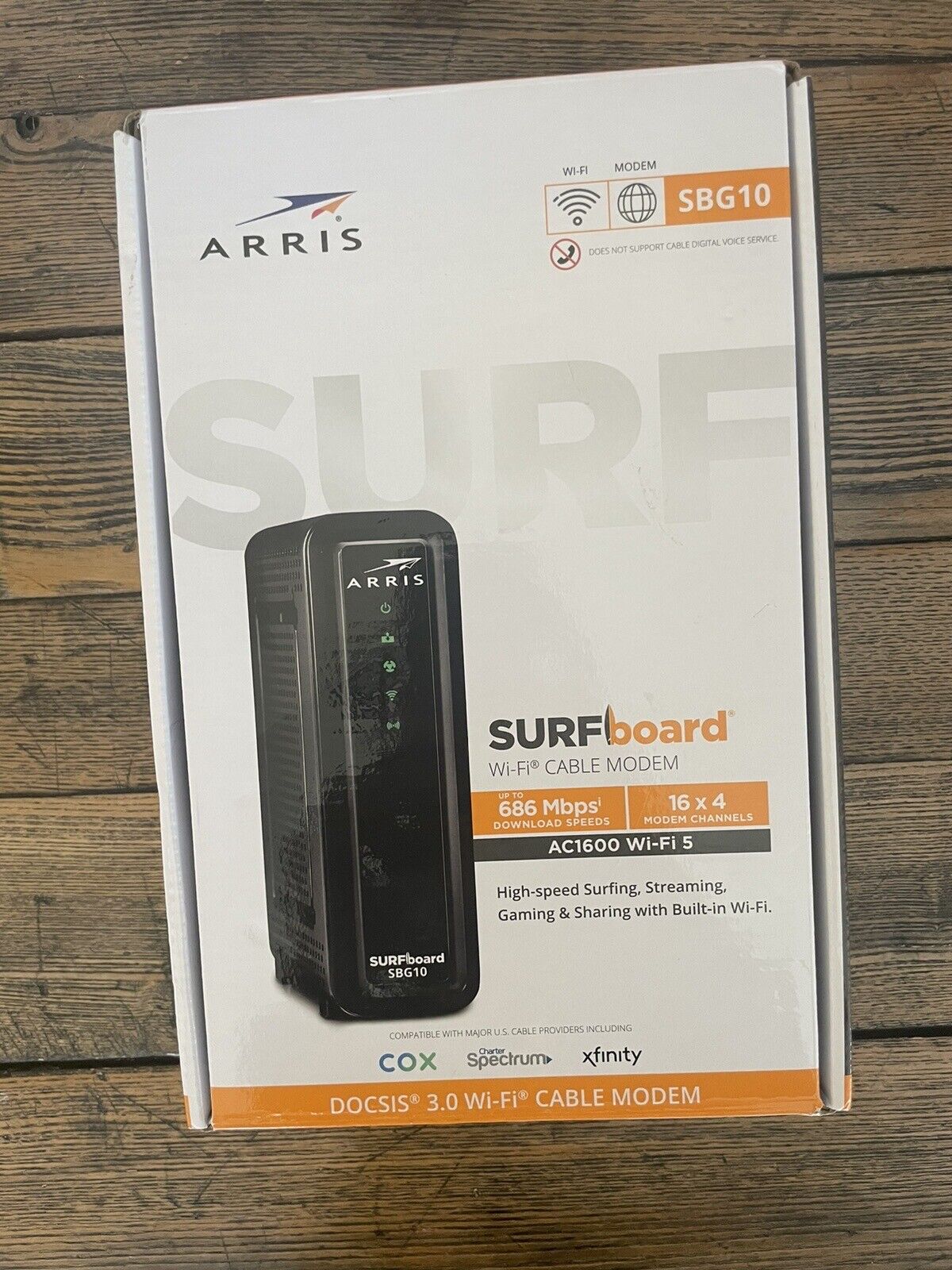 ARRIS SURFboard SBG10 DOCSIS 3.0 16 x 4 Gigabit Cable Modem & AC1600 Wi-Fi