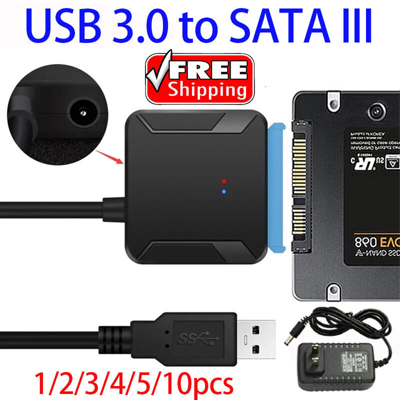 USB 3.0 to SATA Converter Cable for 2.5 & 3.5 inches SSD HDD, Hard Drive Adapte