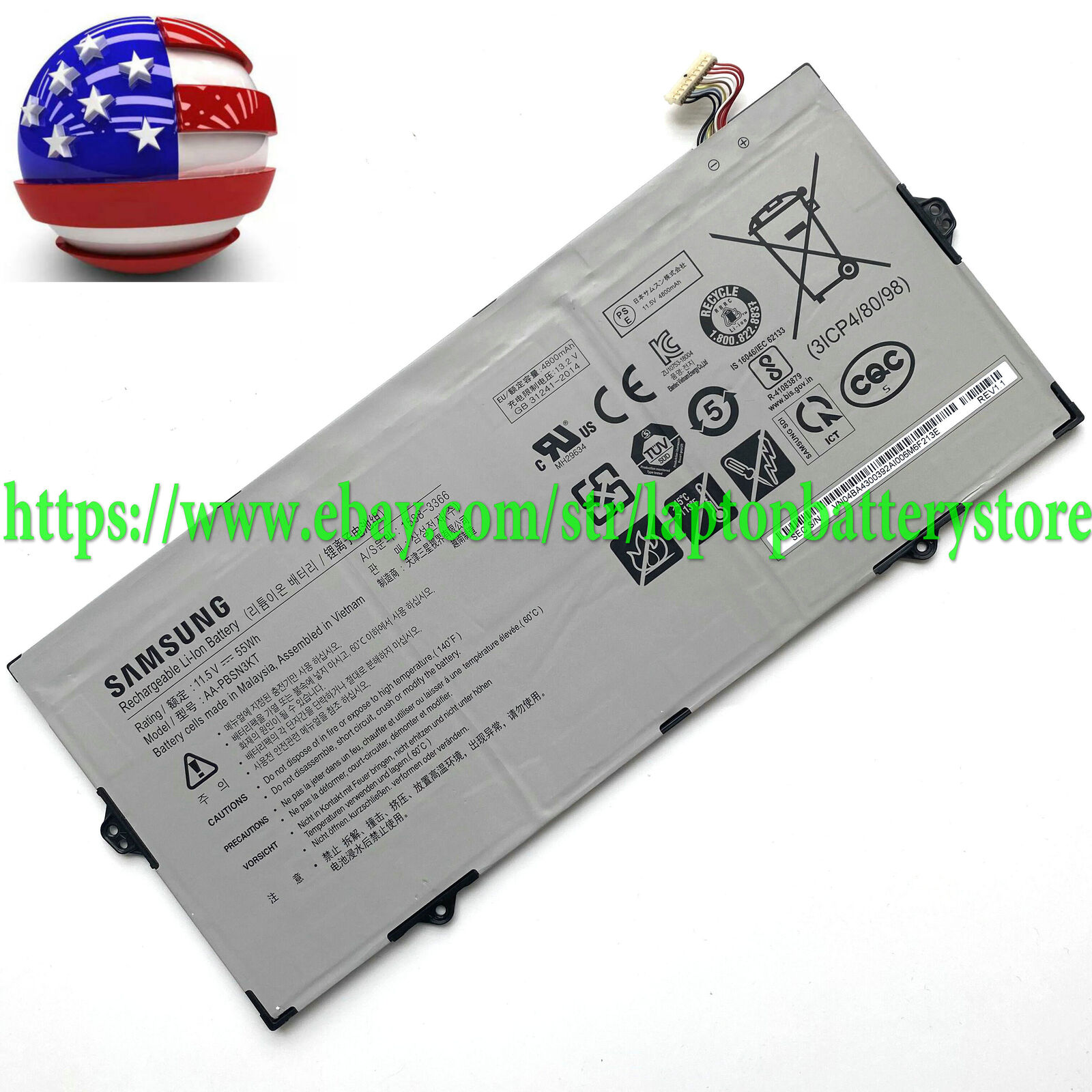 Genuine AA-PBSN3KT battery For Samsung 730MBE NP930MBE NT930MBE NP730XBE 750XBE 