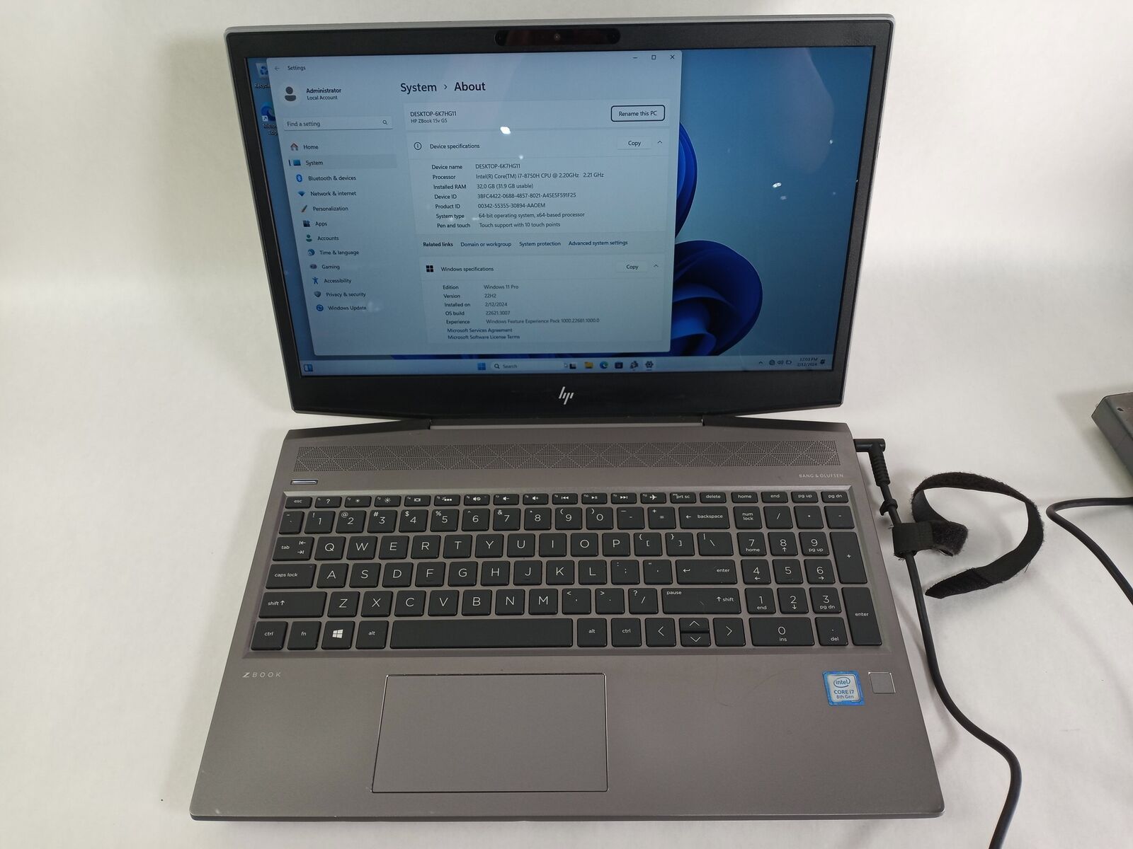 HP Zbook 15 G5 Core i7-8750H 2.20 GHz 32 GB 500 GB SSD Windows 11 Pro Laptop A2