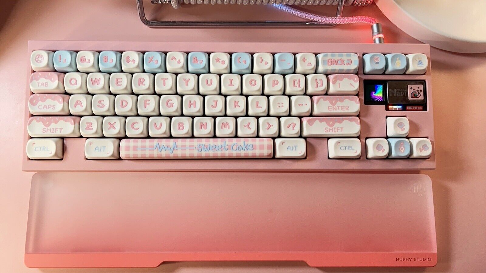 「Fully Assembled」Matrix Navi70 Pink Pastel Blue Cake Cute Customized Keyboard
