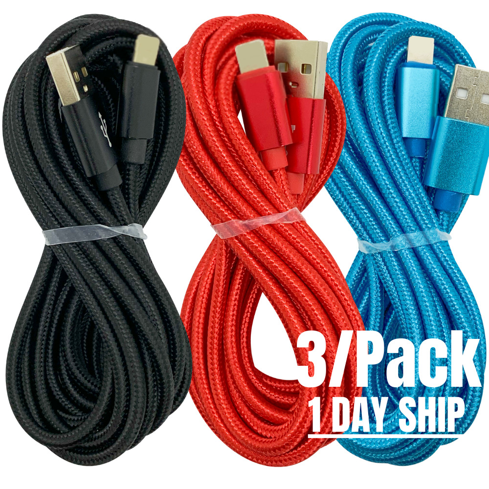 3/Pack 10Ft USB Fast Charger Cable For iPhone 12 11 Pro Max 8 7 XR Charging Cord