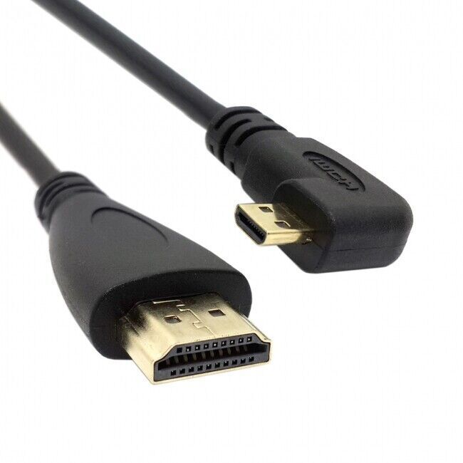 JSER Right Angled 90 Degree Micro HDMI to HDMI Male HDTV Cable for Phone Camera