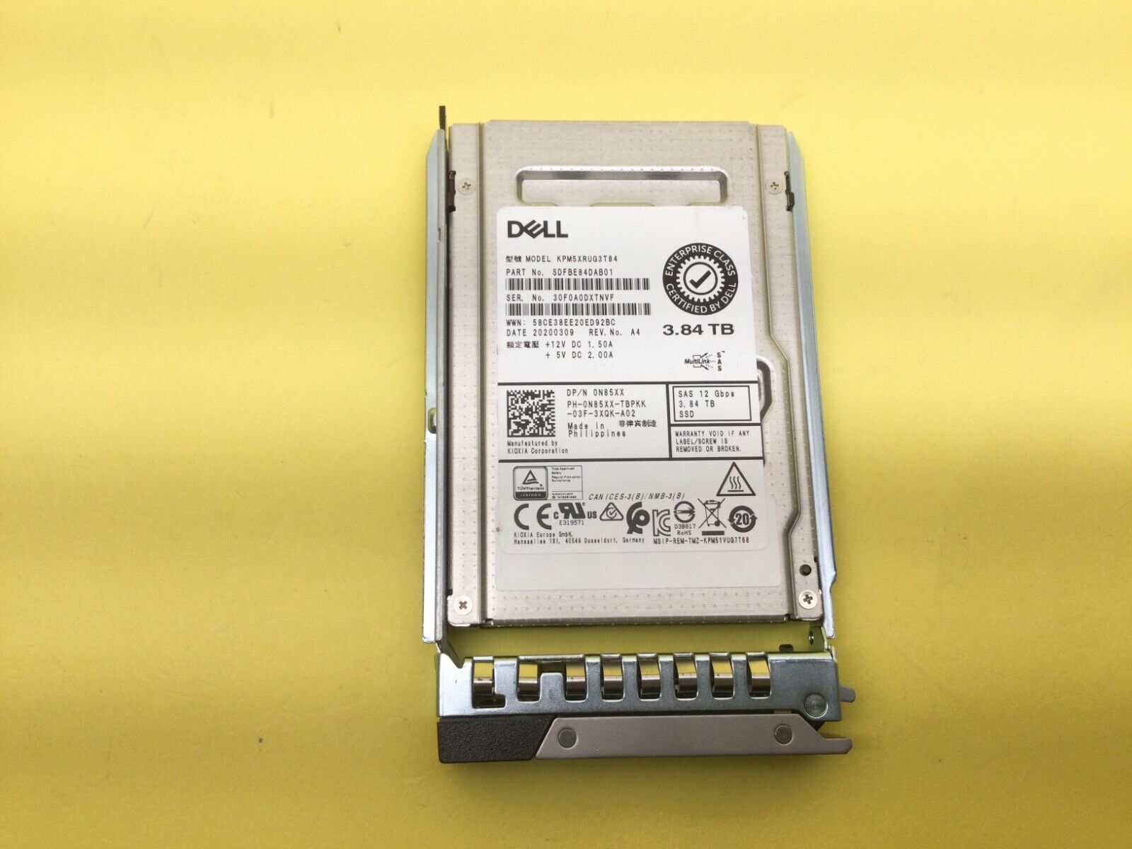 N85XX Dell 3.84TB SAS 12Gb/s Read Intensive 2.5in SSD 0N85XX KPM5XRUG3T84
