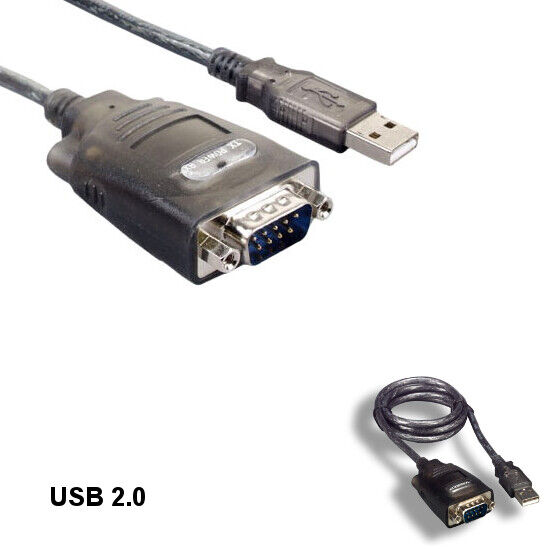Kentek Grey 3' ft USB to Serial Adapter Cable 2.0/DB9 230kbps Data Sync Transfer