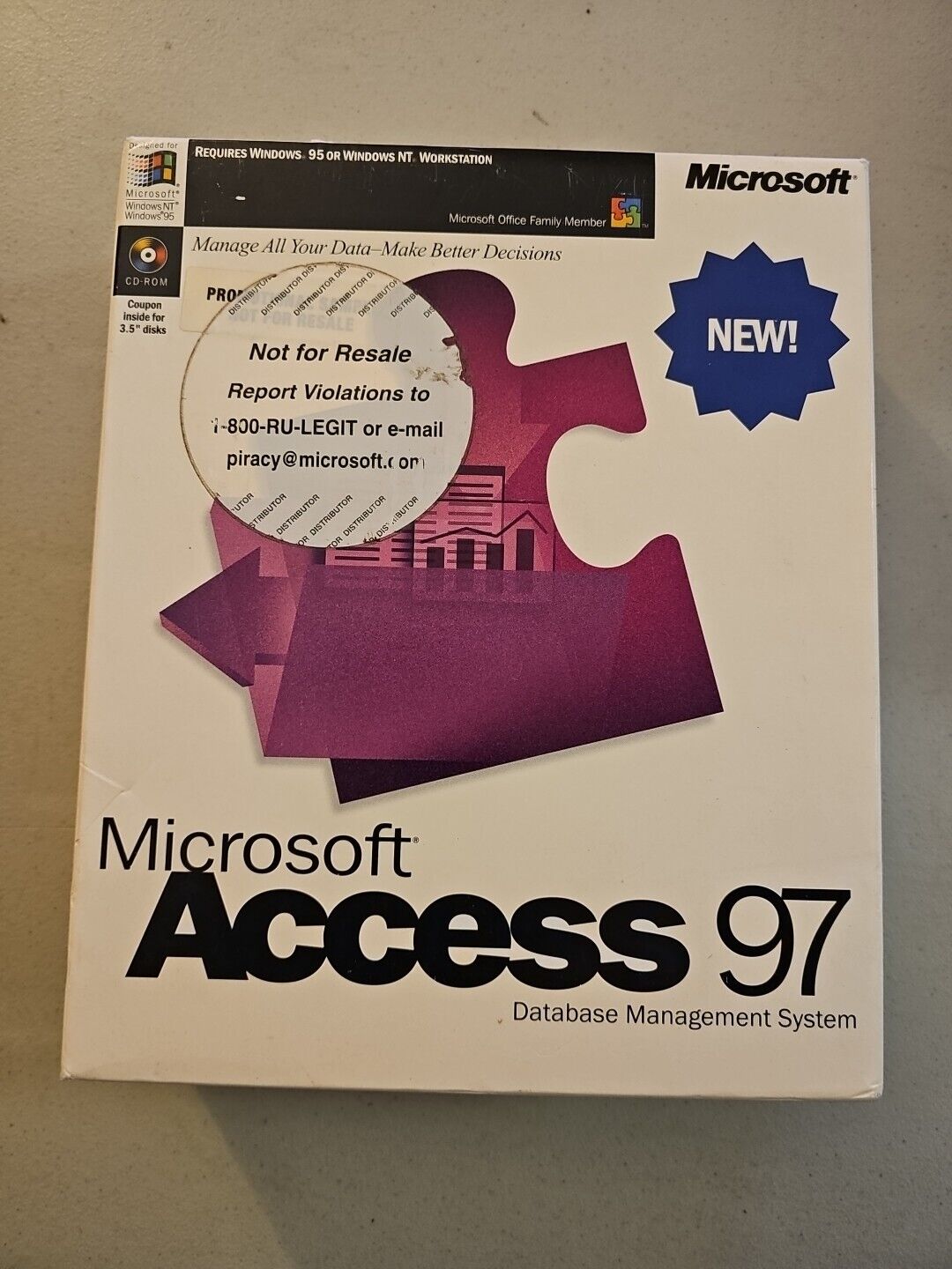 Vintage Microsoft Access 97 Database Management System 1997,New Old Stock 