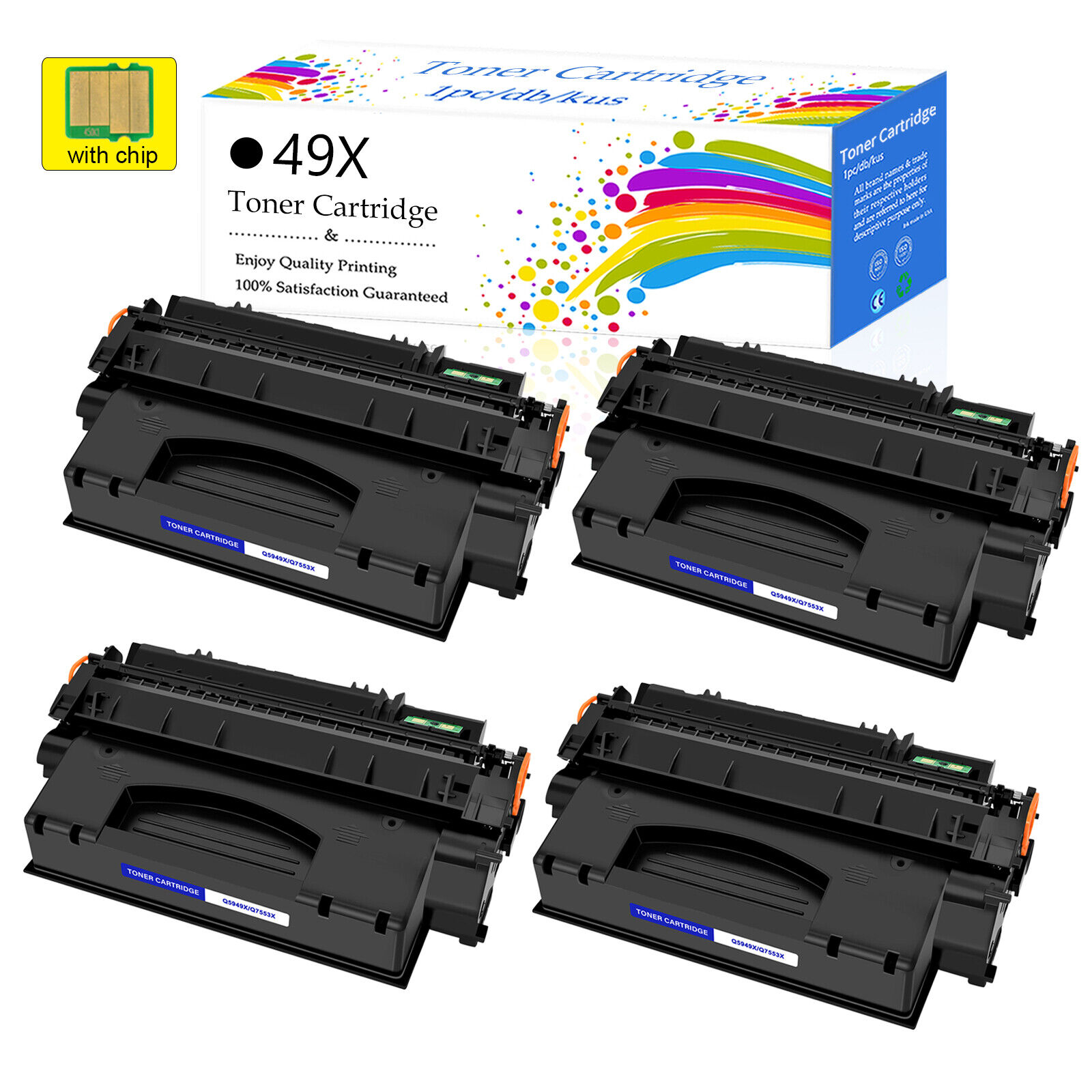 4 PK Q5949X Toner Cartridge Replacement For HP 49X LaserJet P2015dn P2015 Q7553X