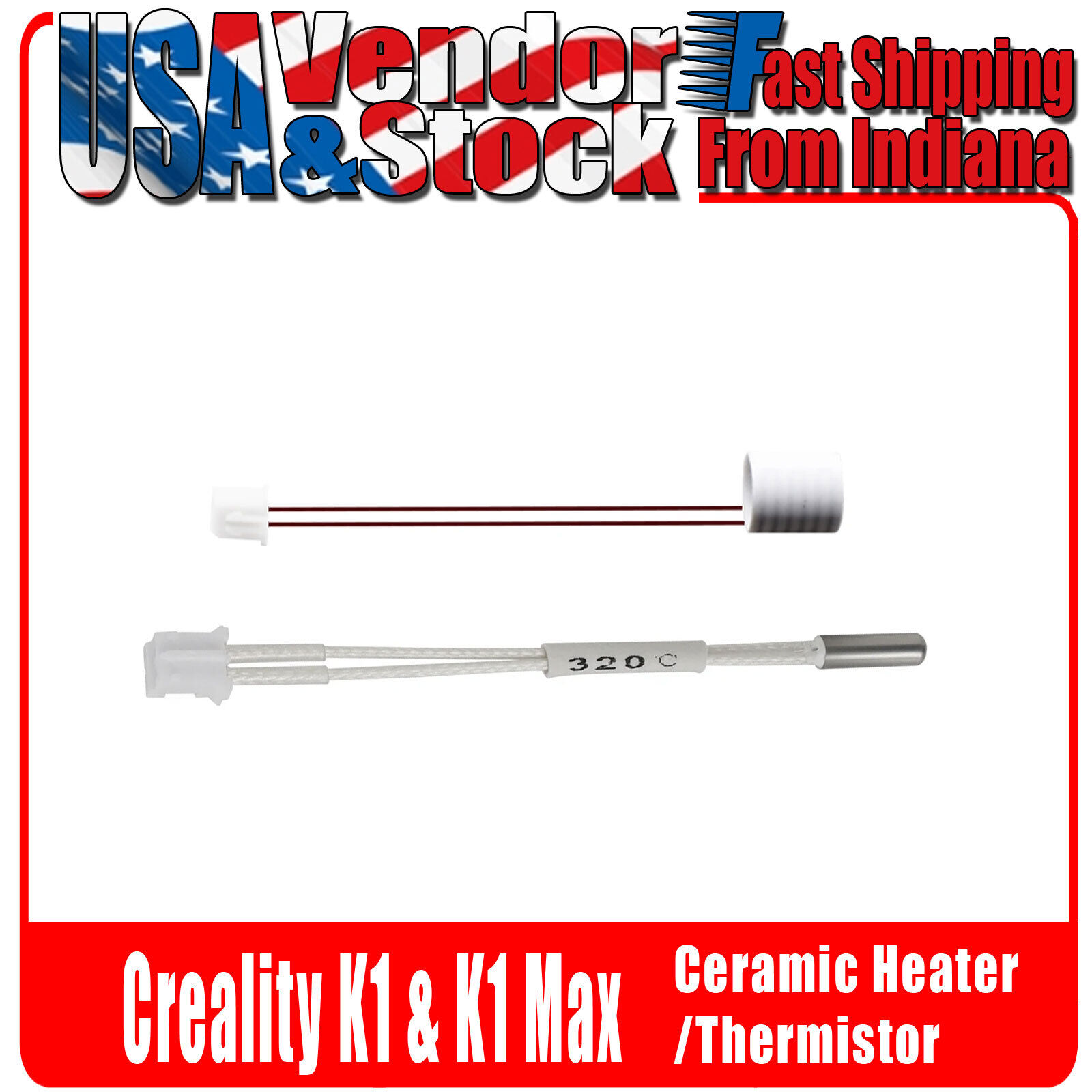 K1 Hotend,  Ceramic Heating Tube / Thermistor 300°C, K1 Max Ceramic Heater, 60w