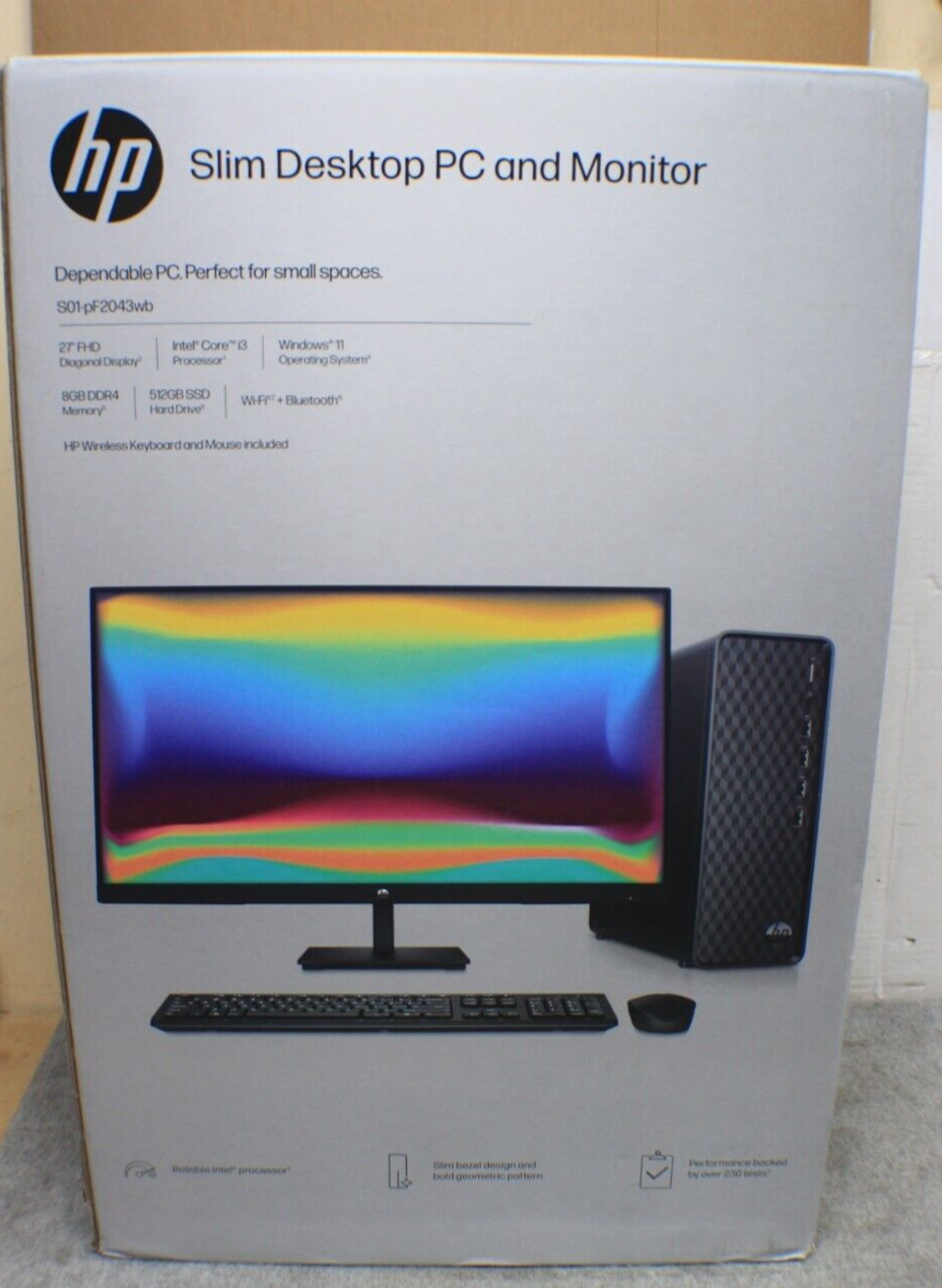 HP Slim Desktop and FHD Monitor - W/Intel Core i3 - (S01-pF2043wb) - Black -