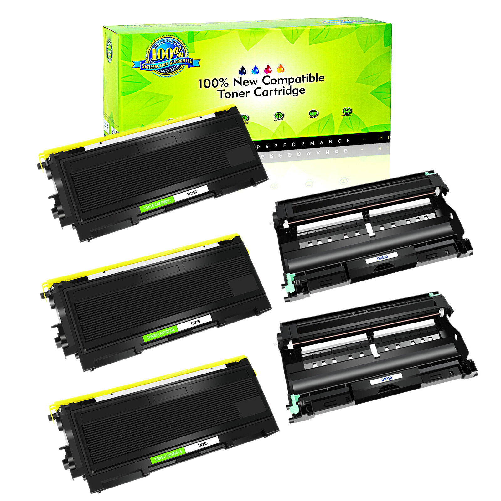 High Yield 3PK TN350 Toner+2PK DR350 Drum for Brother MFC-7220 MFC-7420 Printer