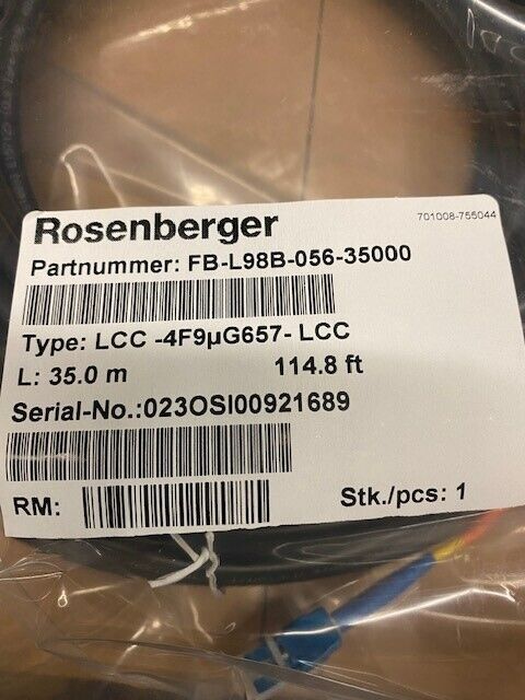 FB-L98B-056-35000 Rosenberger 35M Rugged In/Outdoor OFNR 4-Fiber Dual Jumper