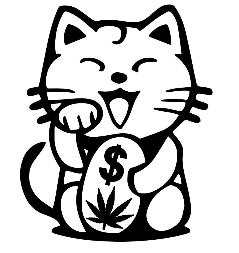 Lucky Cat,Weed, Marijuana,Money,Vinyl Decal,Sticker for Cars,,Laptops & more
