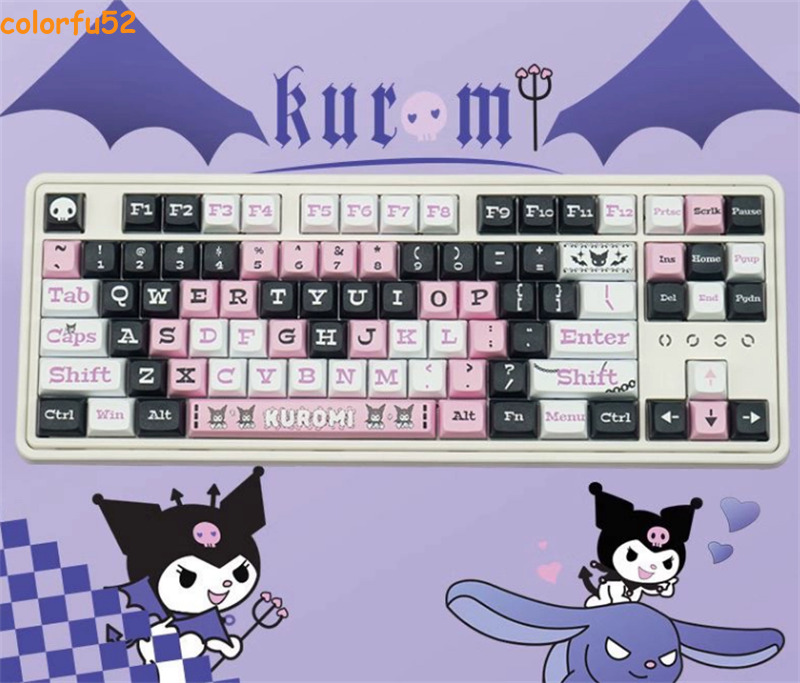 Anime 127 Keys Kuromi Keycaps PBT Key Cap Set XDA Height for Mechanical Keyboard