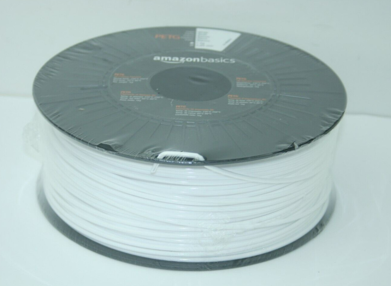 Amazon Basics PETG 3D Printer Filament High-Quality White Filament, 1 kg Spool
