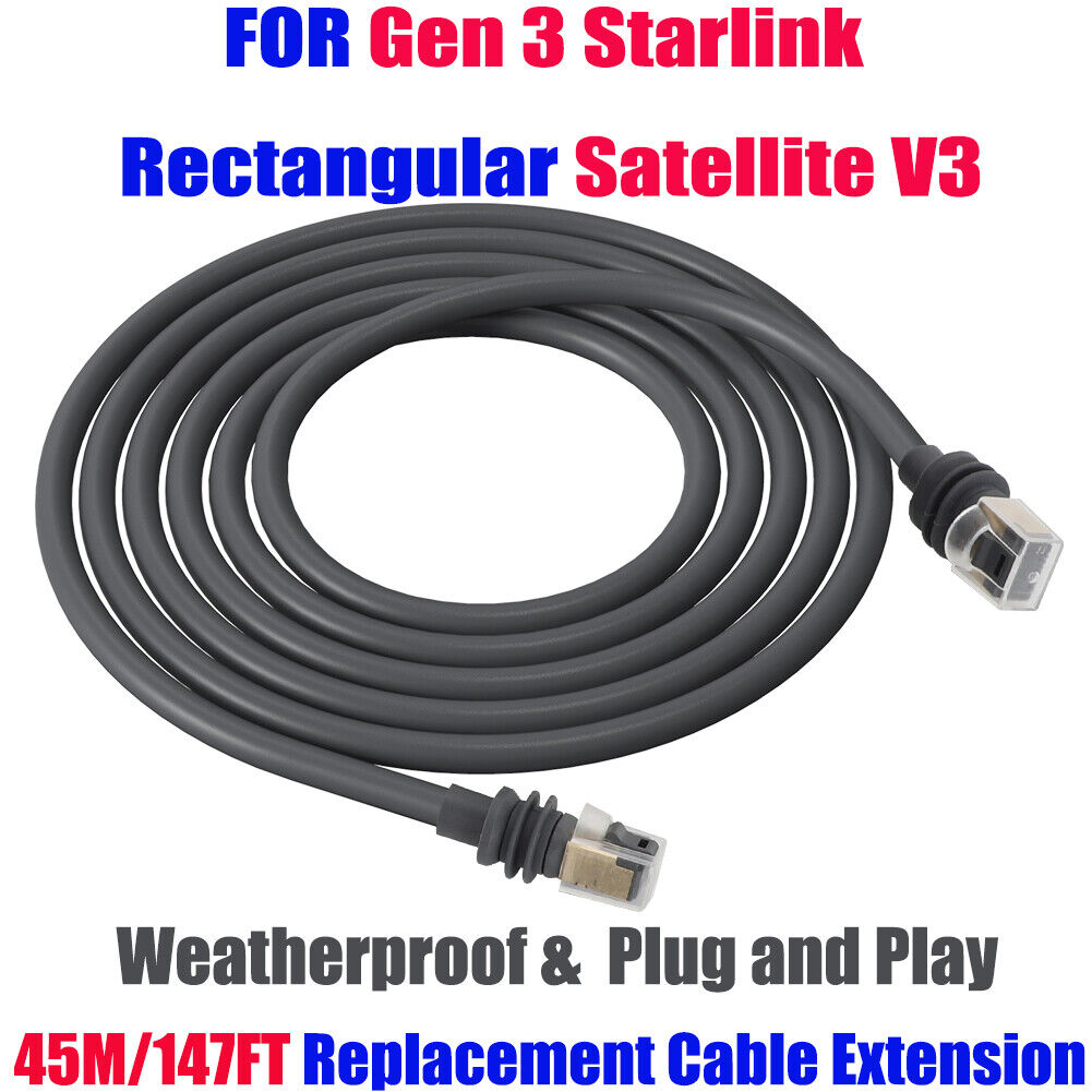 45M/147FT Replacement Cable Extension For Starlink Gen 3 V3 2000Mbps 24AWG