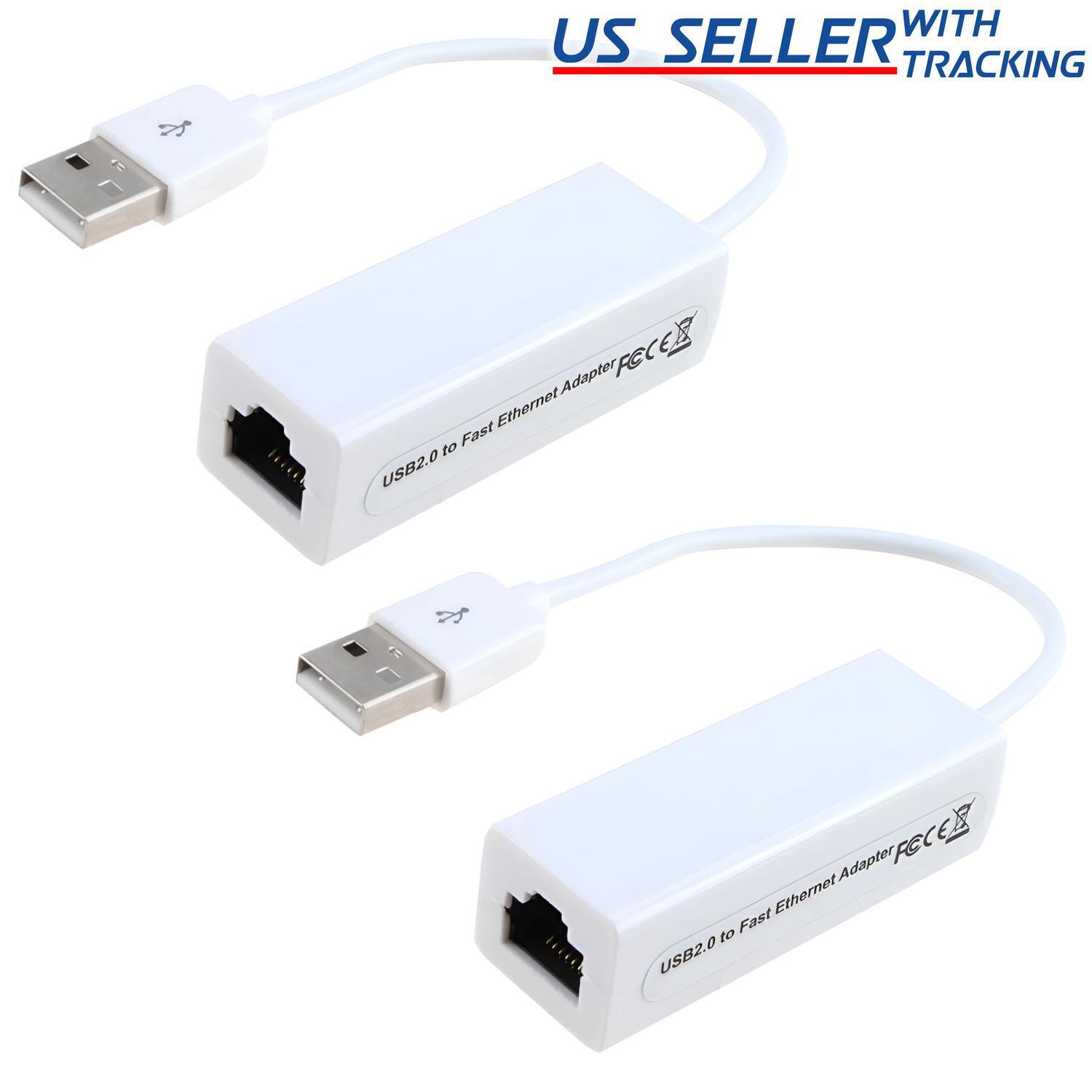2pcs USB 2.0 Ethernet Network Adapter 100Mbps Wired LAN for Windows and Linux