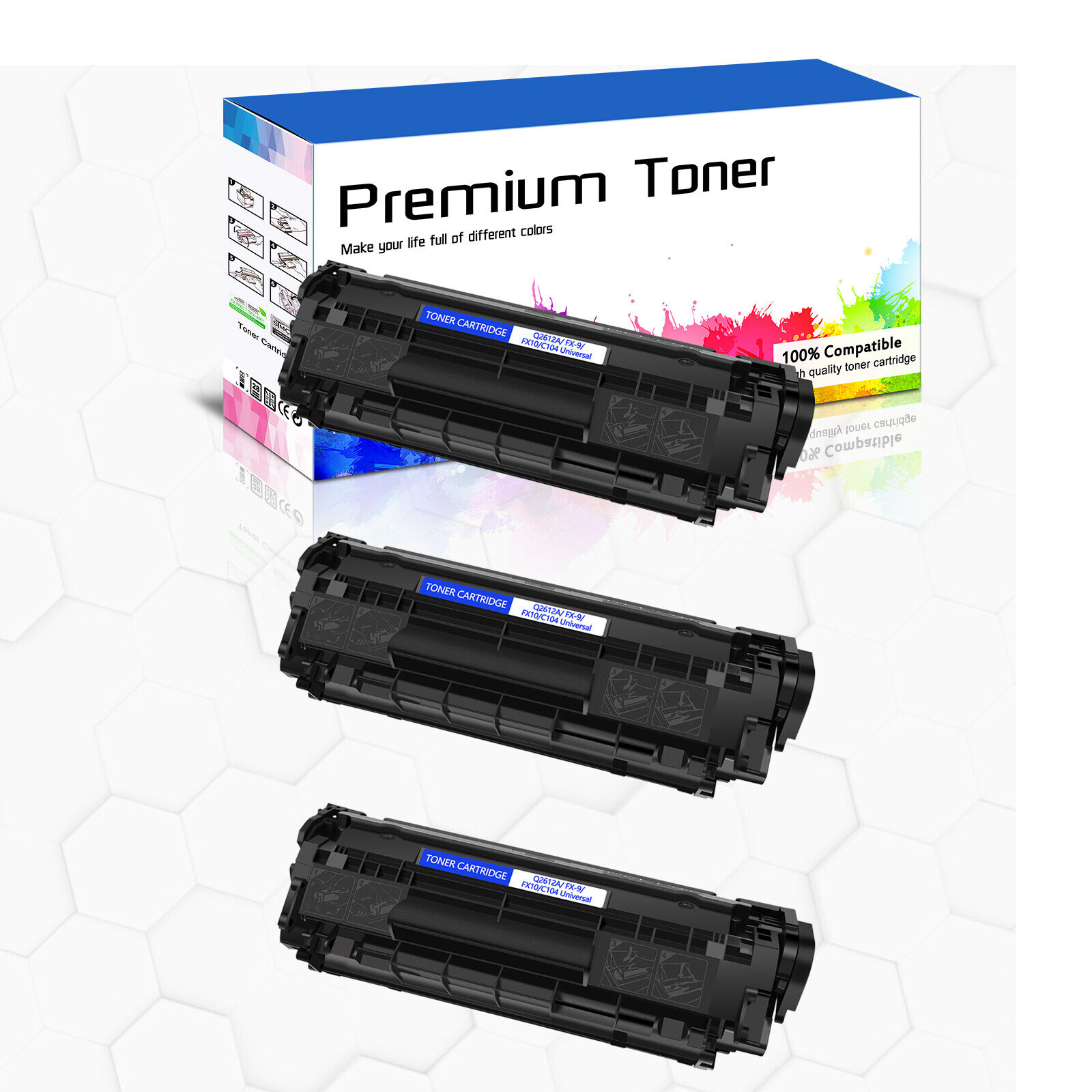 3PK Q2612A Toner Cartridge For HP 12A LaserJet M1319 1022 1022nw 3050 High Yield