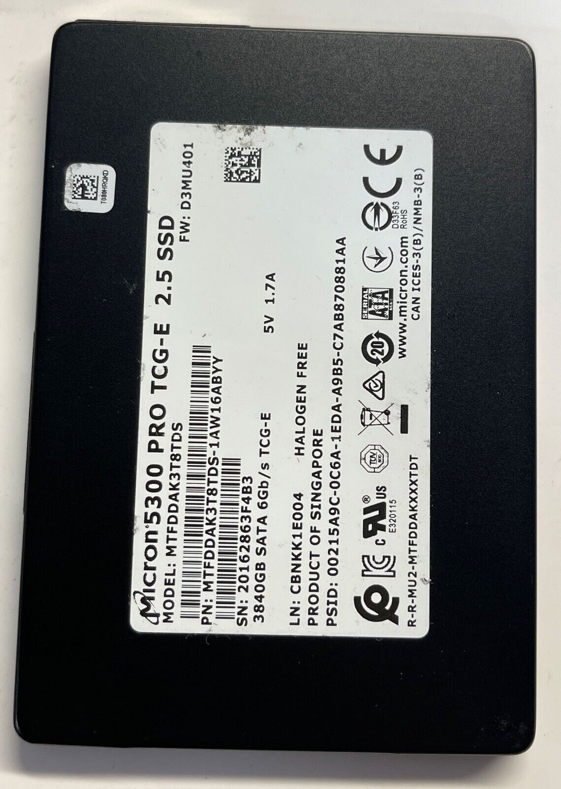 Micron 5300 Pro TCG-E 3840 GB  SATA 6Gb/s TCG-E SSD MTFDDAK1T9TDS