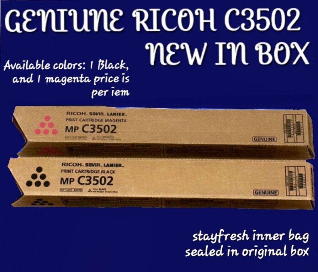  RICOH (MP C3502P) TONER CARTRIDGE In Black Or Magenta.Brand New In Sealed Pack