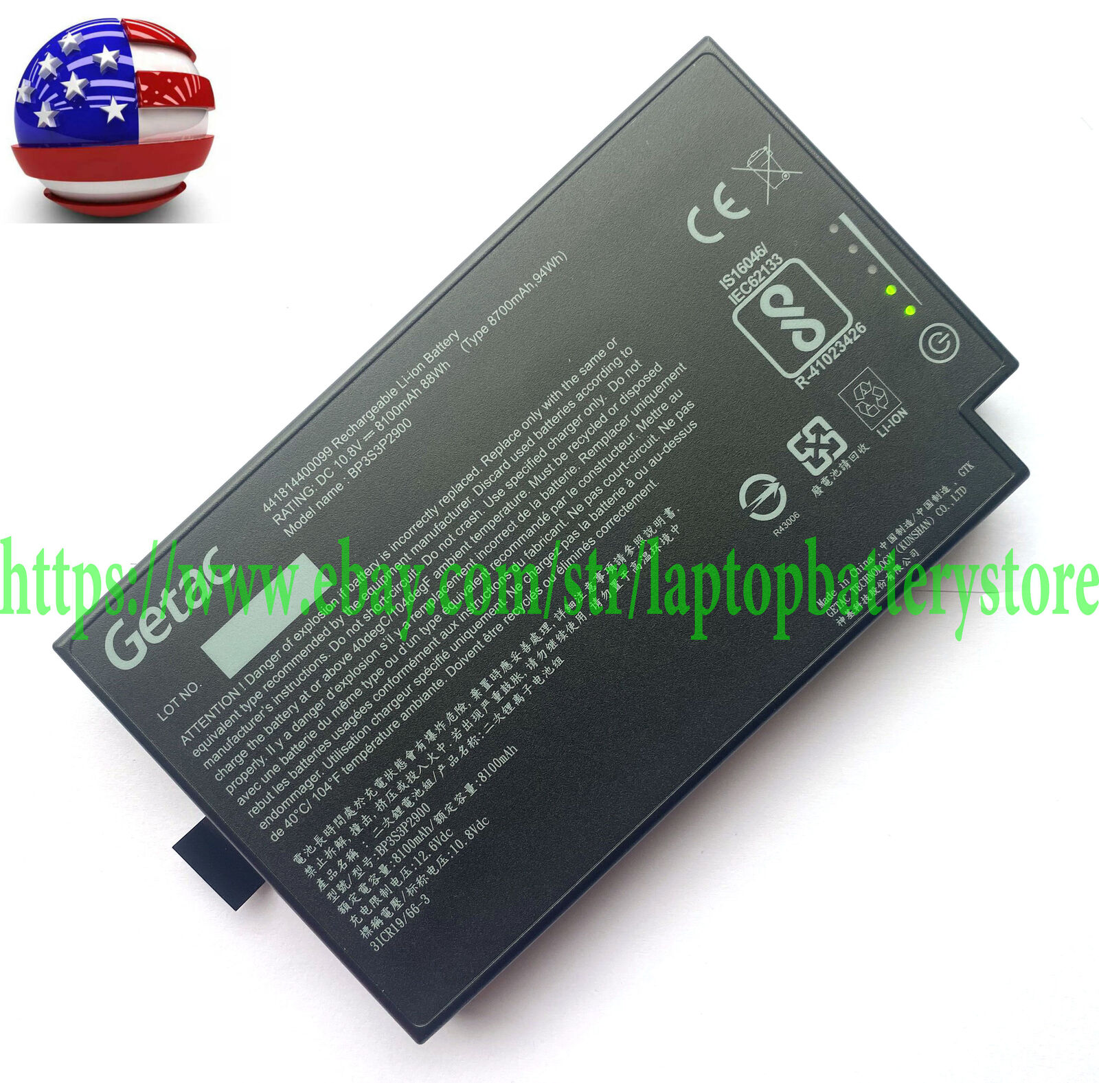 Genuine BP3S3P2900 BP3S3P2900(P) 44184400099 Battery For GETAC B300 B300X Series