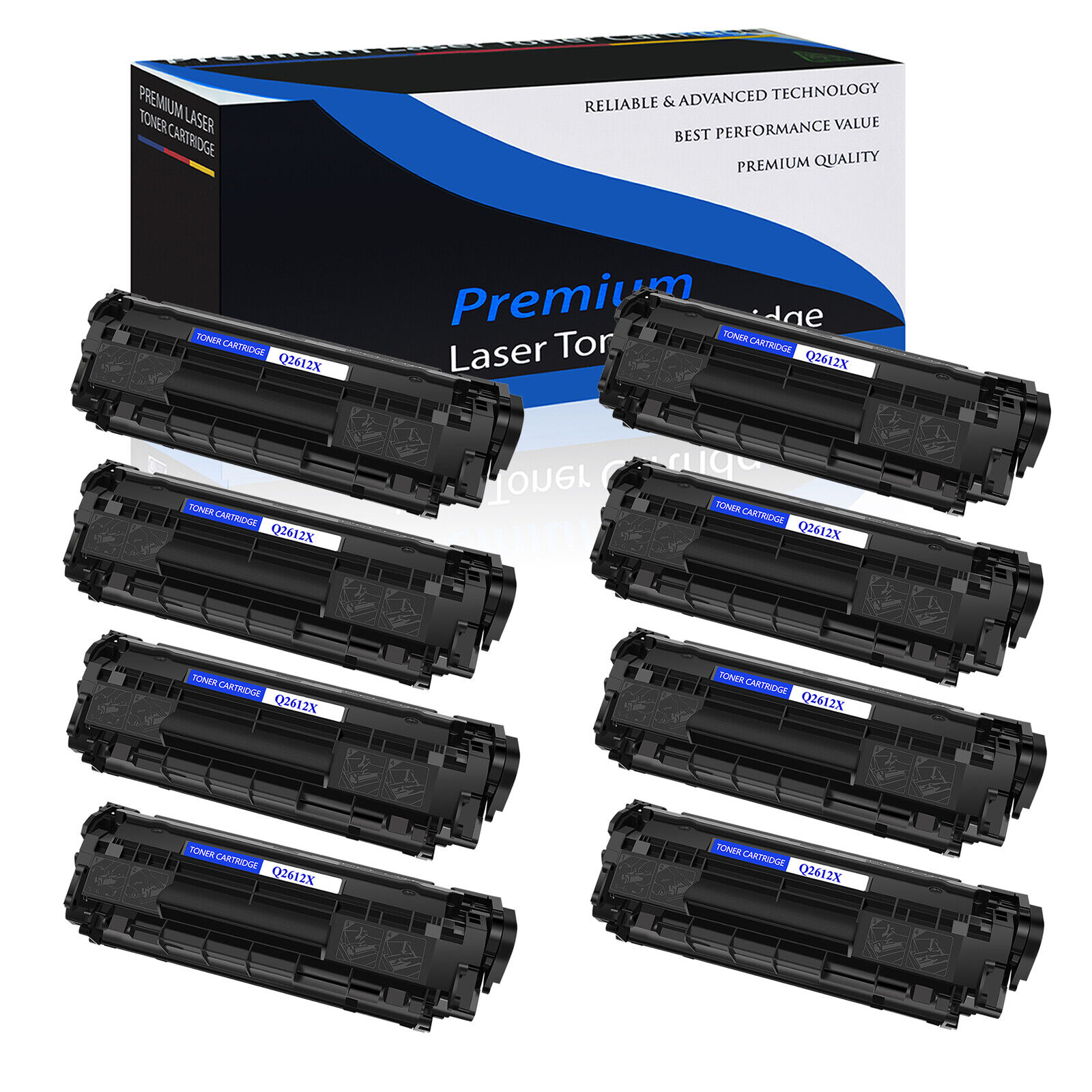 8PK Q2612X 12X Toner Cartridge For HP LaserJet 1022nw 3015 3020 3030 3050
