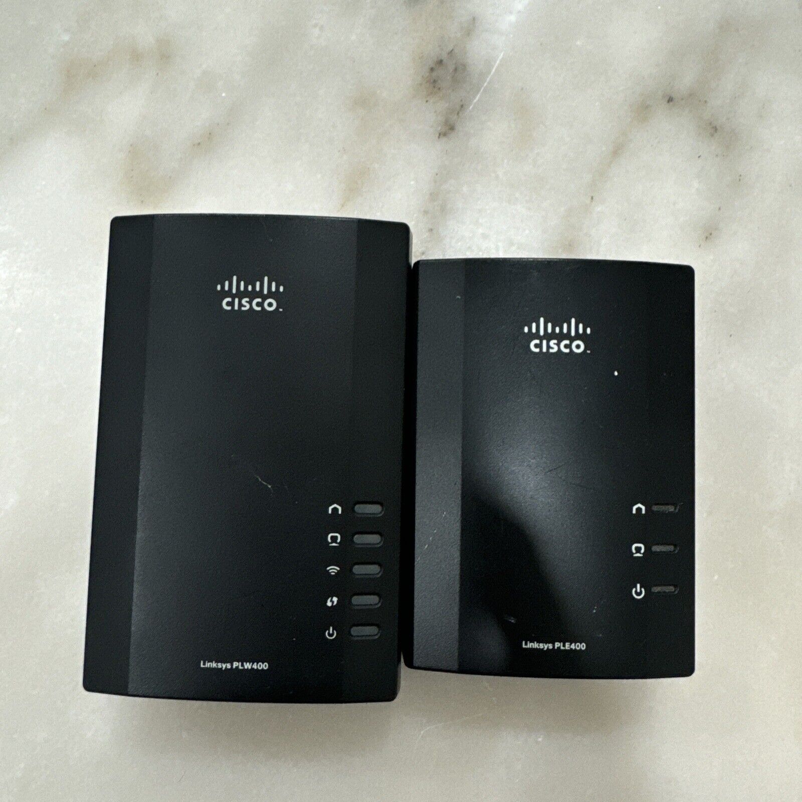 Lot Of 2 CISCO Linksys Powerline Ethernet - PLW400 & PLE400 Tested Working